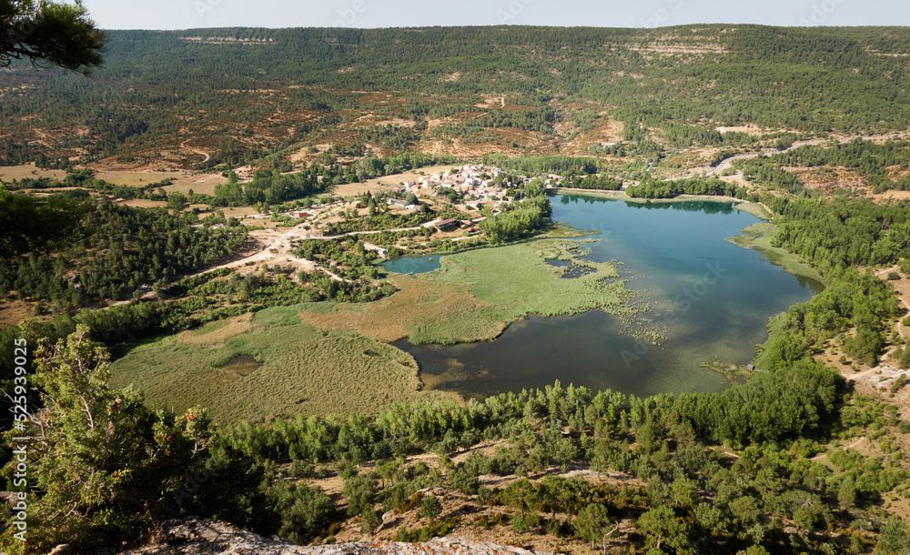 Town of Uña and its Uña Lagoon seen from above