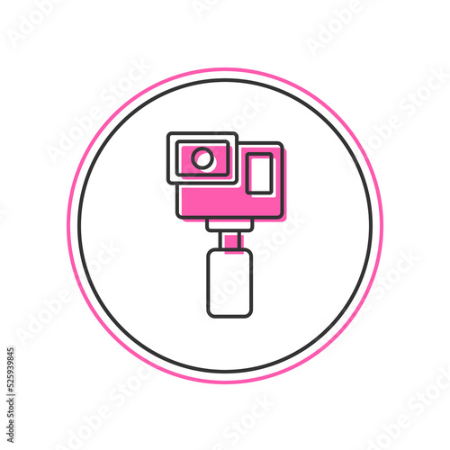 Filled outline Action extreme camera icon isolated on white background. Video camera equipment for filming extreme sports. Vector