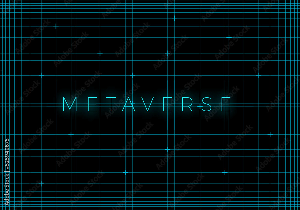 Abstract Metaverse World Map Concept with Neon Lines. Vector