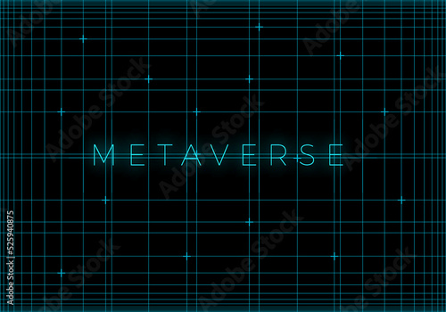 Abstract Metaverse World Map Concept with Neon Lines. Vector Illustration of Virtual Reality. Futuristic VR Universe Pattern