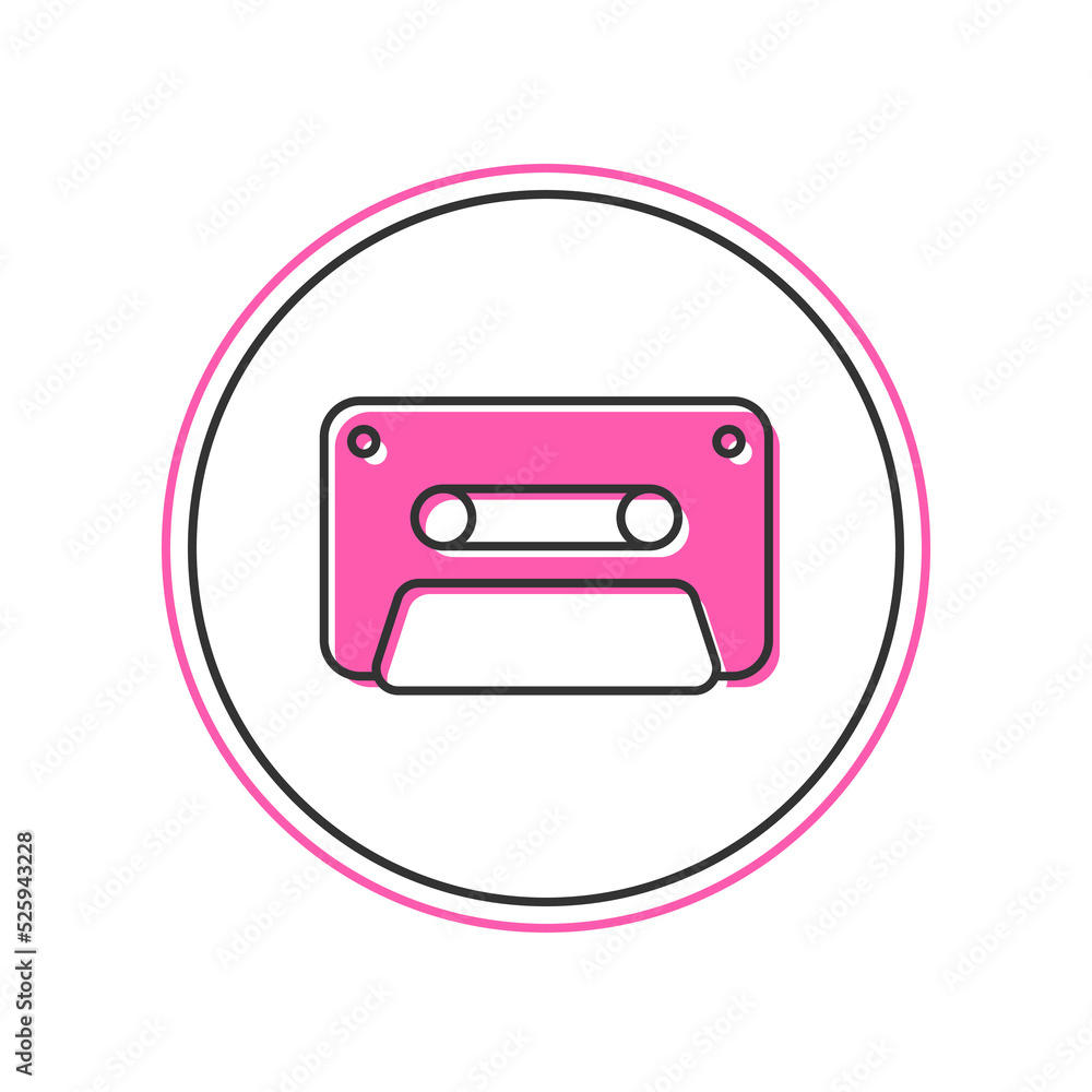 Filled outline Retro audio cassette tape icon isolated on white background. Vector Filled outline Retro audio cassette tape icon isolated on white background. Vector