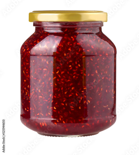 Strawberry jam jar isolated