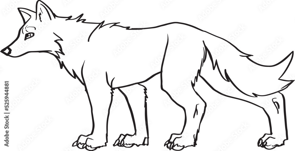 wolf illustration in lineart profile with white background vector wolf illustration in lineart profile with white background vector