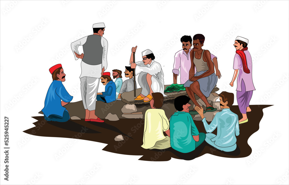 Indian village people having panchayat meetings Stock Vector | Adobe Stock