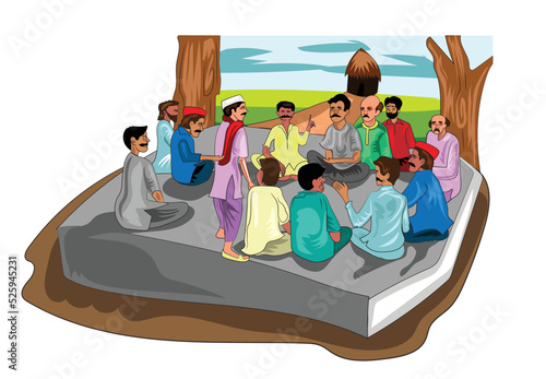 Indian village people having panchayat meetings