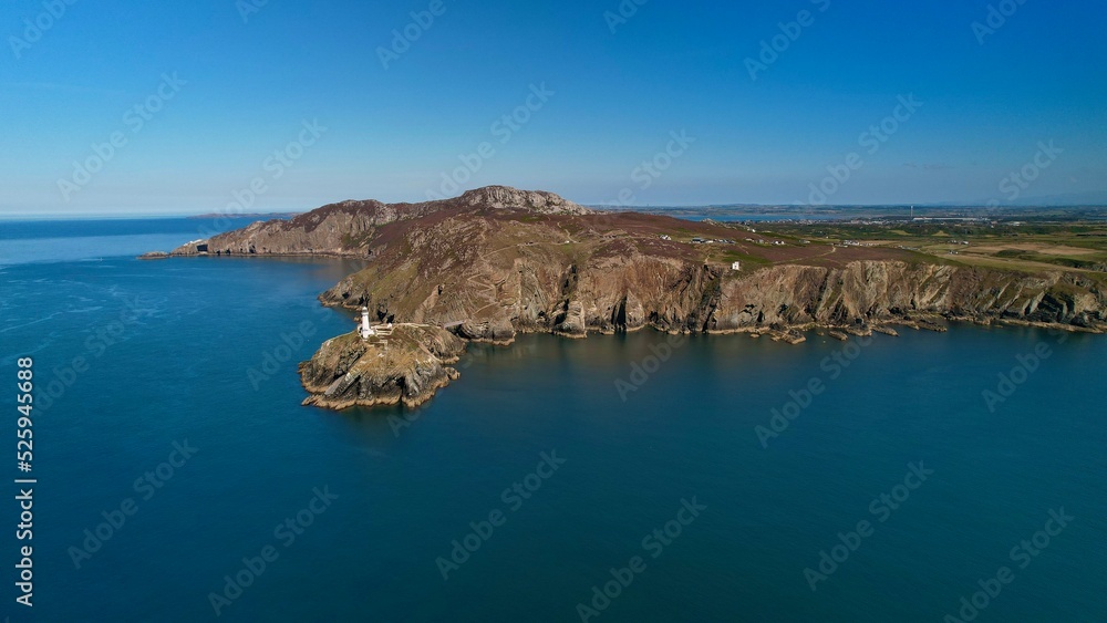 Obraz premium South Stack Lighthouse, Anglesey, Wales - aerial view