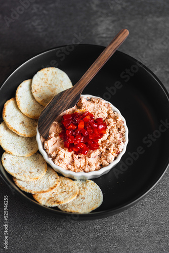 Gourmet snack food photography with dark background and selective focus
