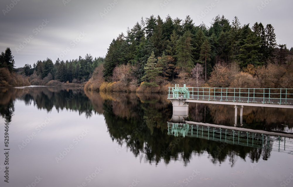 Large reservoir, fed by Trenchford stream in Dartmoor, in England, UK Large reservoir, fed by Trenchford stream in Dartmoor, in England, UK