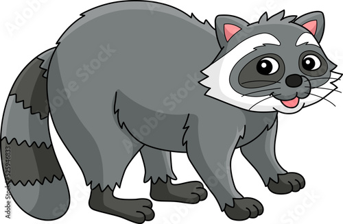 Fototapeta Naklejka Na Ścianę i Meble -  Racoon Animal Cartoon Colored Clipart Illustration