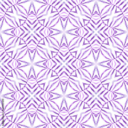 Green geometric chevron watercolor border. Purple