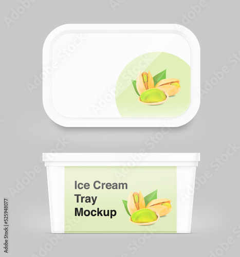 Food plastic container mockup. Front and upper view. Vector illustration. Great for your design. EPS10.	
