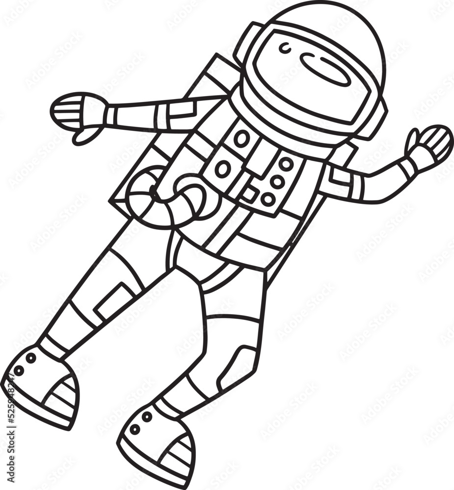 Waving Astronaut Isolated Coloring Page for Kids