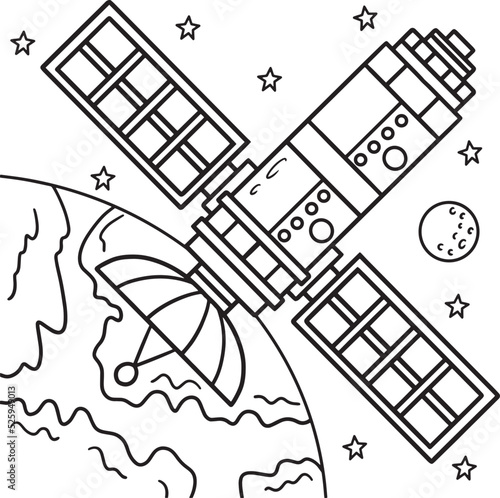 Space Satellite Coloring Page for Kids
