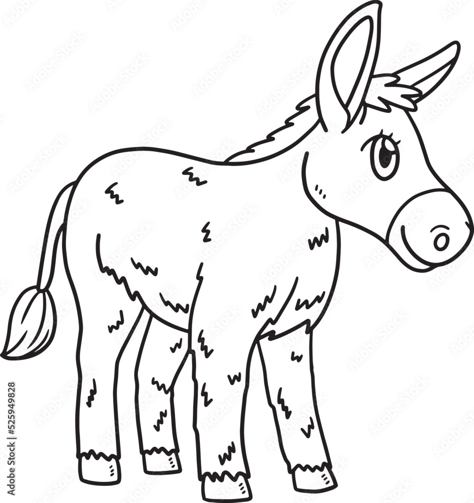 Donkey Animal Isolated Coloring Page for Kids