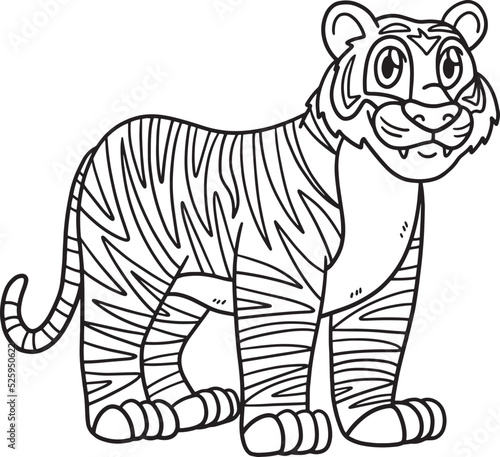 Fototapeta Naklejka Na Ścianę i Meble -  Tiger Animal Isolated Coloring Page for Kids