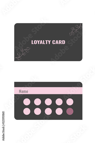 Discounts and sales, coupons and vouchers for loyal clients and customers of shops, stores and malls. Loyalty card with text. Company ads. Vector.	