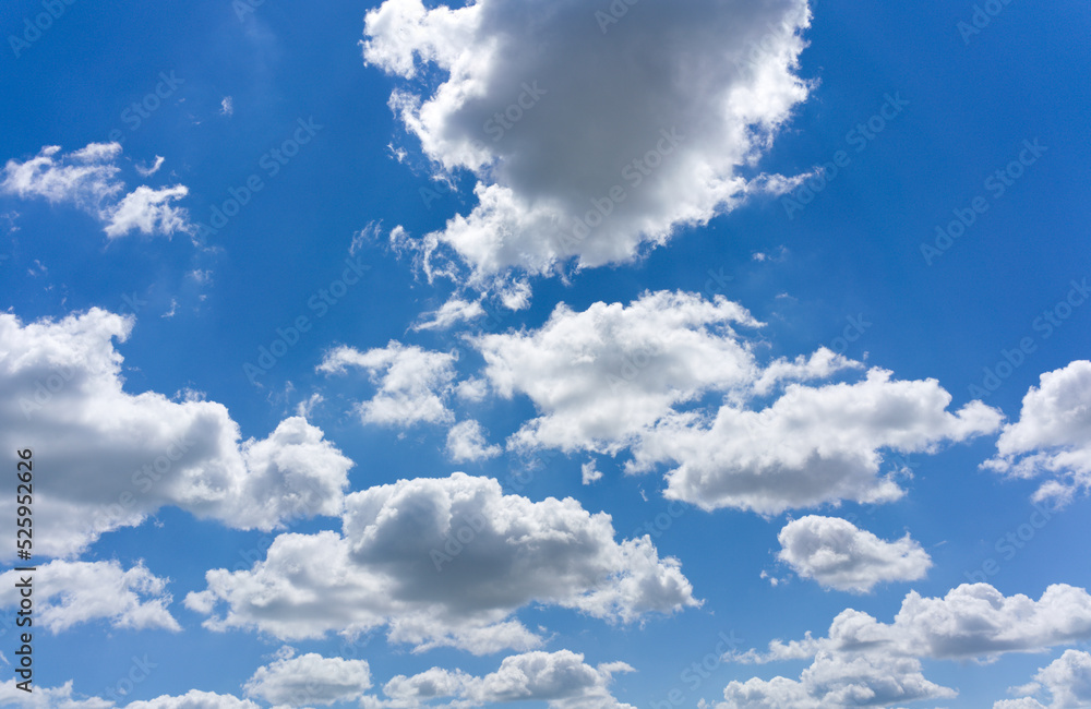 Fototapeta premium Inspire blue sky and white clouds. Wide angle