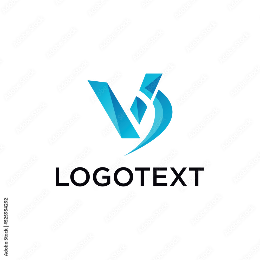 Logo text-V icon vector image Logo text-V icon vector image