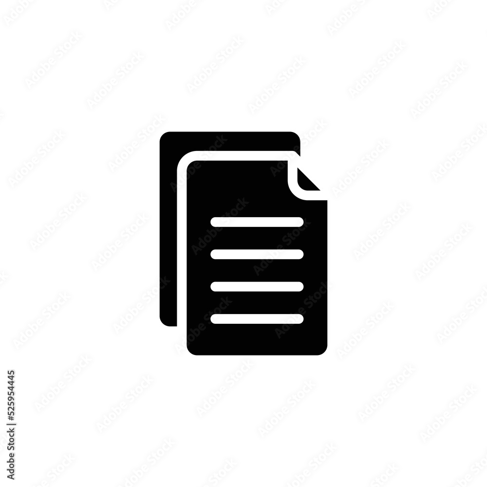 File document icon. Simple solid style. Two stacked pages, paper, business concept. Glyph vector illustration isolated on white background. EPS 10. File document icon. Simple solid style. Two stacked pages, paper, business concept. Glyph vector illustration isolated on white background. EPS 10.