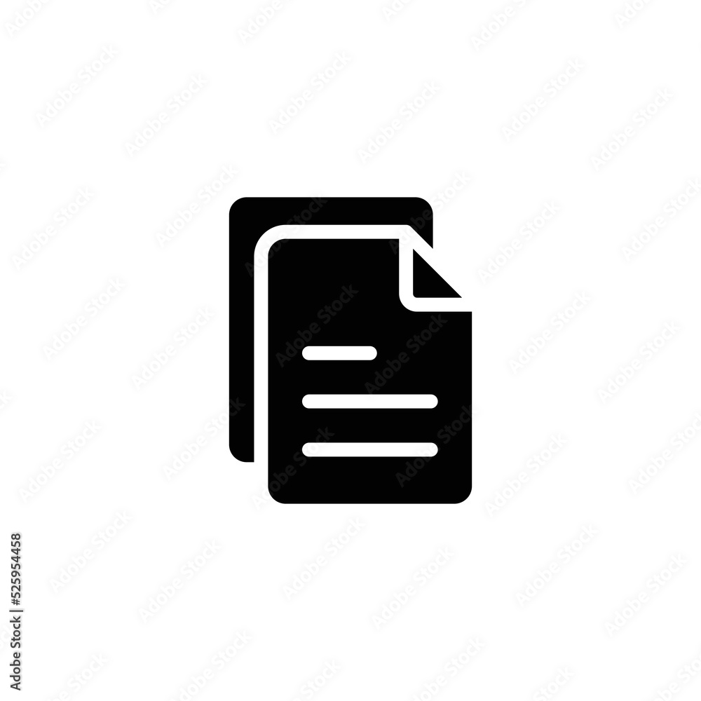 File document icon. Simple solid style. Two stacked pages, paper, business concept. Glyph vector illustration isolated on white background. EPS 10. File document icon. Simple solid style. Two stacked pages, paper, business concept. Glyph vector illustration isolated on white background. EPS 10.