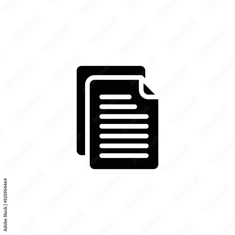 File document icon. Simple solid style. Two stacked pages, paper, business concept. Glyph vector illustration isolated on white background. EPS 10. File document icon. Simple solid style. Two stacked pages, paper, business concept. Glyph vector illustration isolated on white background. EPS 10.