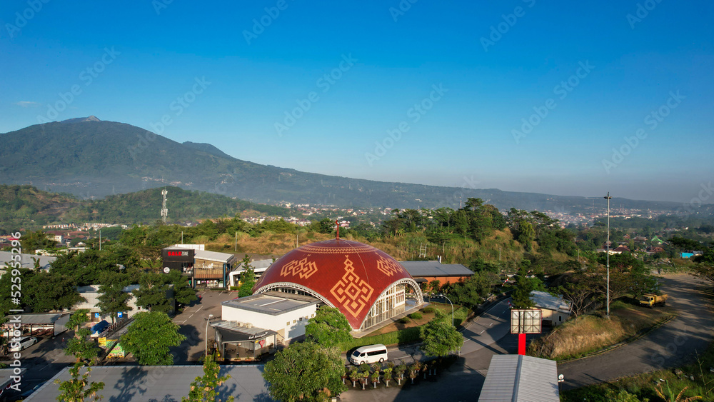 Aerial view of Great Mosque in Central Java. It is the largest mosque in Southeast Asia. 