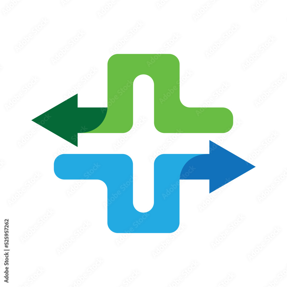 Obraz premium medical logo design template with cross and arrow