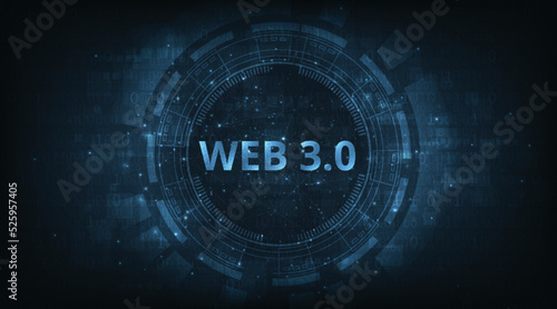 Web 3.0 text on blue technology background design.Concept of upgrade new Technology.
