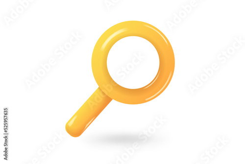 Magnifying glass. Discovery, research, search, analysis concept. 3d vector icon. Cartoon minimal style.