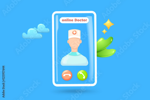 Online doctor consultation. Person videochatting with doctor on mobile phone.