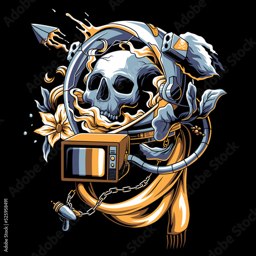 skull advanced technology illustration