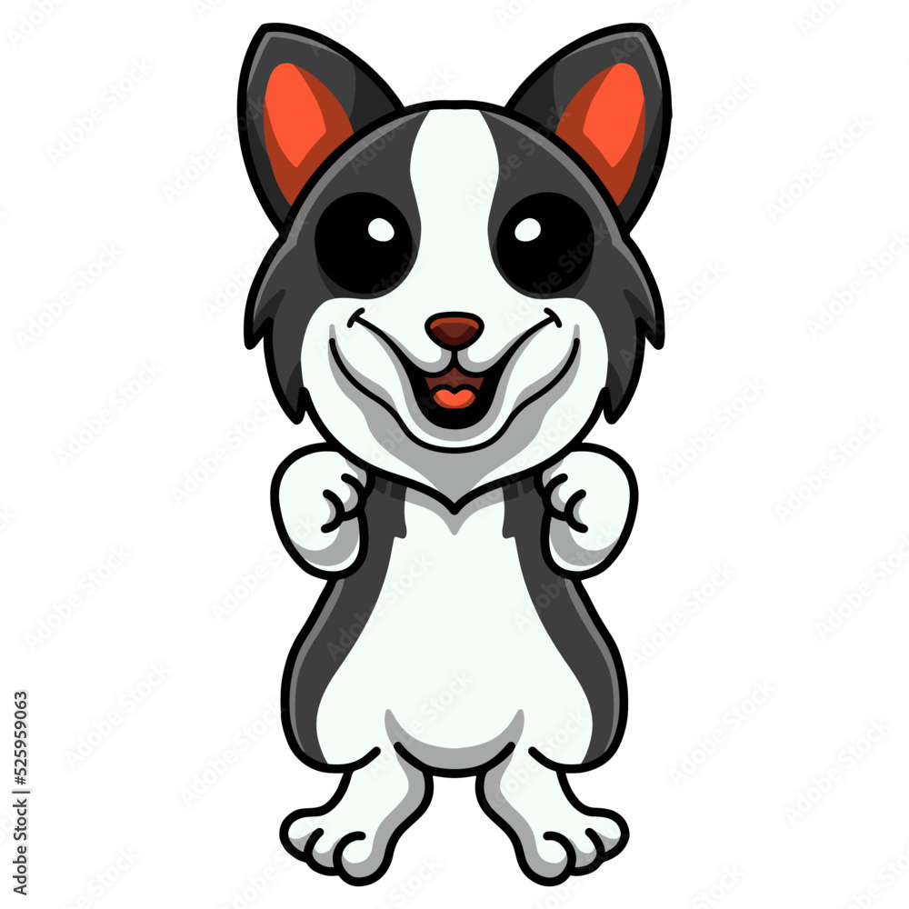 Obraz premium Cute border collie dog cartoon standing