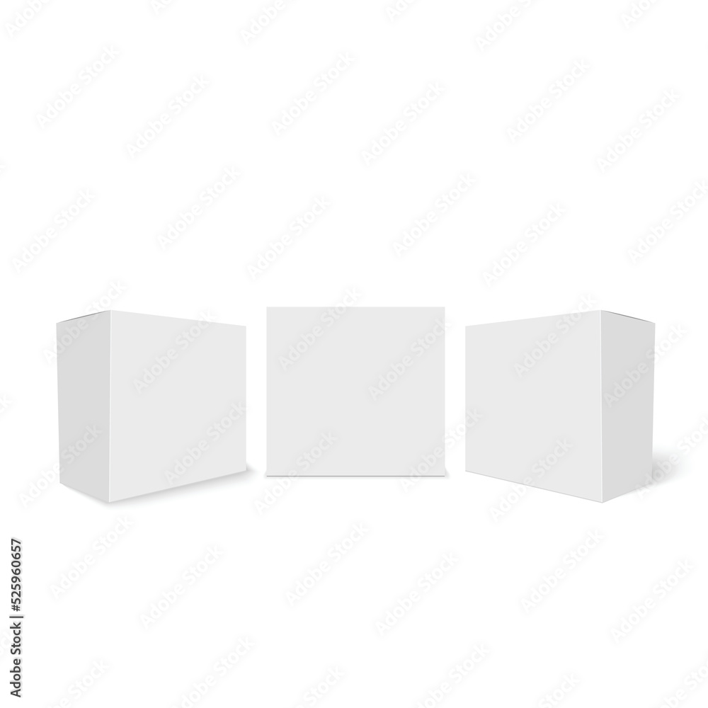 White blank cardboard package boxes mockup. Vector White blank cardboard package boxes mockup. Vector