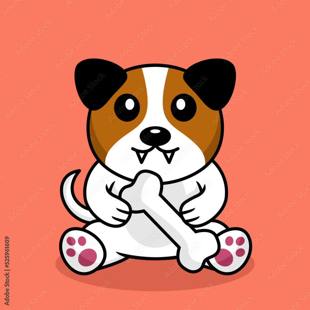 Vector premium illustration of cute dog carrying a bone Vector premium illustration of cute dog carrying a bone