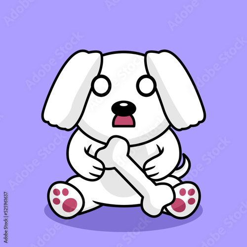 Vector premium illustration of cute dog carrying a bone
