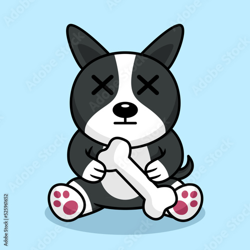 Vector premium illustration of cute dog carrying a bone