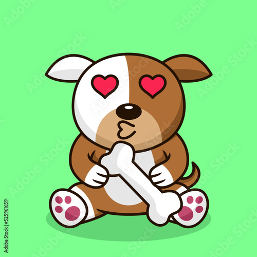 Vector premium illustration of cute dog carrying a bone