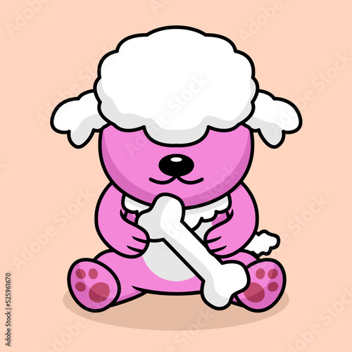 Vector premium illustration of cute dog carrying a bone