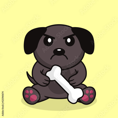 Vector premium illustration of cute dog carrying a bone