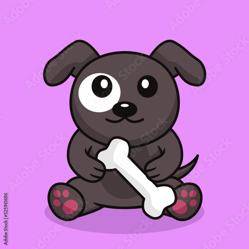 Vector premium illustration of cute dog carrying a bone
