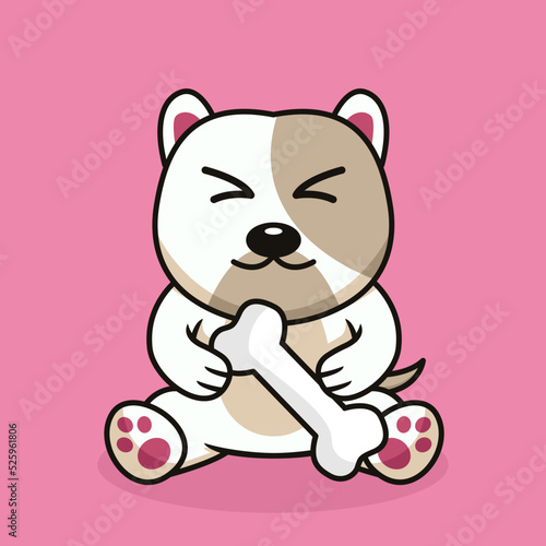 Vector premium illustration of cute dog carrying a bone