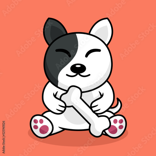 Vector premium illustration of cute dog carrying a bone