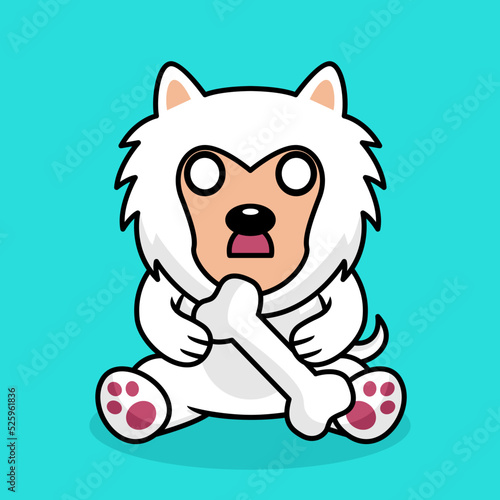 Vector premium illustration of cute dog carrying a bone