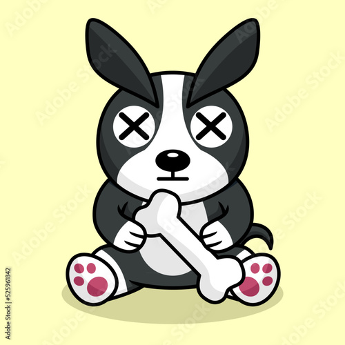 Vector premium illustration of cute dog carrying a bone