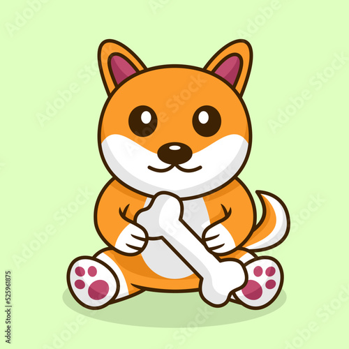 Vector premium illustration of cute dog carrying a bone