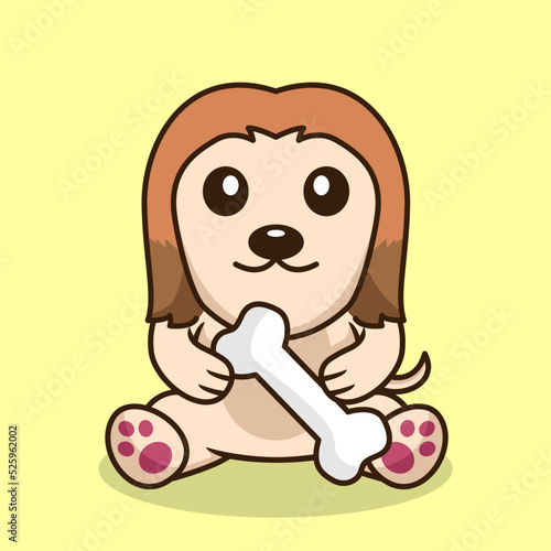 Vector premium illustration of cute dog carrying a bone