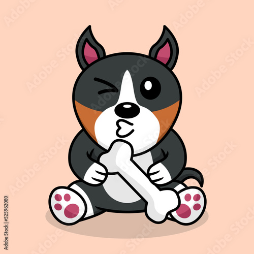 Vector premium illustration of cute dog carrying a bone