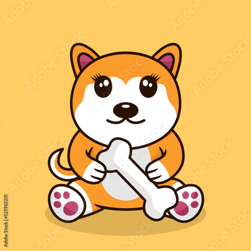 Vector premium illustration of cute dog carrying a bone