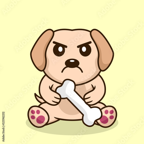 Vector premium illustration of cute dog carrying a bone