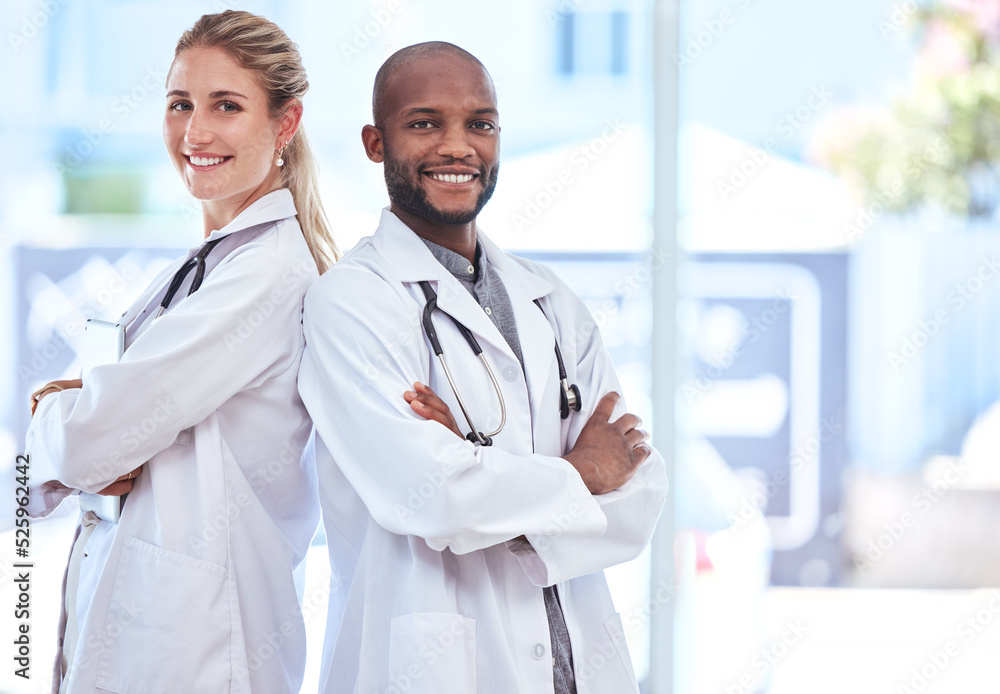 Healthcare, teamwork and support in the medical industry with good health insurance and doctors in a hospital. Trust, happy smile and partnership for excellence in medicine, care and collaboration Healthcare, teamwork and support in the medical industry with good health insurance and doctors in a hospital. Trust, happy smile and partnership for excellence in medicine, care and collaboration